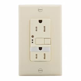 15 Amp Tamper Resistant GFCI Outlet w/ Nightlight, Self-Test, Almond