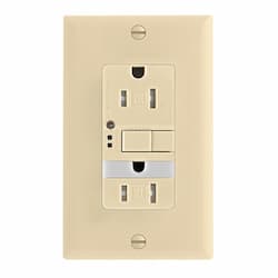 15 Amp Tamper Resistant GFCI Outlet w/ Nightlight, Self-Test, Ivory