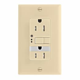 15 Amp Tamper Resistant GFCI Outlet w/ Nightlight, Self-Test, Ivory