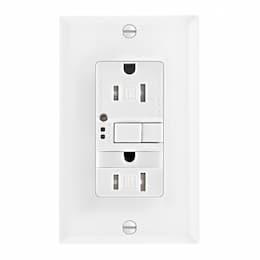 15 Amp Tamper Resistant GFCI Outlet w/ Nightlight, Self-Test, White