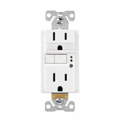 15A NL TR GFCI Self Test Duplex Receptacle, 2P3W, #14-10 AWG, 125V, WH