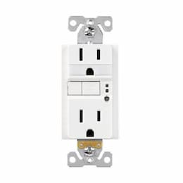 15A NL TR GFCI Self Test Duplex Receptacle, 2P3W, #14-10 AWG, 125V, WH