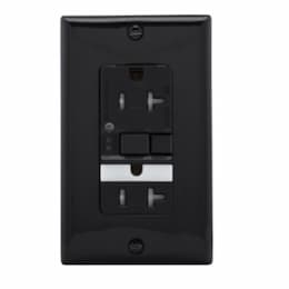 20 Amp Tamper Resistant GFCI Outlet w/ Nightlight, Self-Test, Black