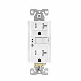 20A NL TR GFCI Self Test Duplex Receptacle, 2P3W, #14-10 AWG, 125V, WH