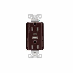 15 Amp Duplex Receptacle w/ USB AC Charger, Tamper Resistant, Brown