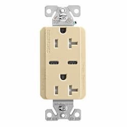 15 Amp Combination USB-C Charger w/ TR Duplex Receptacle, Ivory