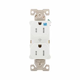 15 Amp Tamper & Weather Resistant NEMA 5-15R Duplex Receptacle, White