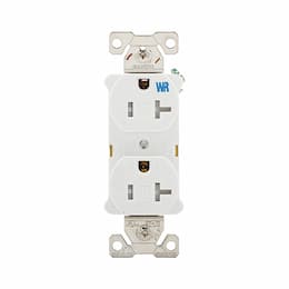 20 Amp Tamper & Weather Resistant NEMA 5-20R Duplex Receptacle, White