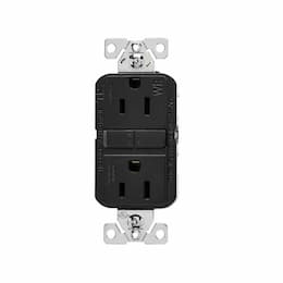 15A TR & WR Slim Self-Test GFCI Receptacle Outlet, B&S, 125V, Black