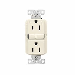 15A TR & WR Slim Self-Test GFCI Receptacle Outlet, B&S, 125V,L. Almond