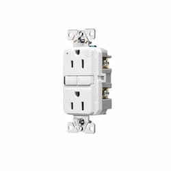 15A TR & WR Slim Self-Test GFCI Receptacle Outlet, B&S, 125V, WH, Bulk