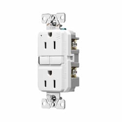 15A TR & WR Slim GFCI Receptacle Outlet, Retail Box, #14-10 AWG, WH