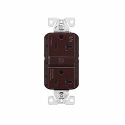 Eaton Wiring 20A TR & WR Slim Self-Test GFCI Receptacle Outlet, B&S, 125V, Brown