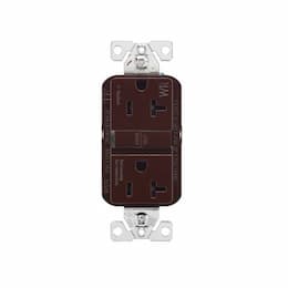 20A TR & WR Slim Self-Test GFCI Receptacle Outlet, B&S, 125V, Brown