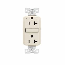 20A TR & WR Slim Self-Test GFCI Receptacle Outlet, B&S, 125V,L. Almond