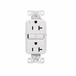 20A TR & WR Slim Self-Test GFCI Receptacle Outlet, B&S, 125V, WH, Bulk