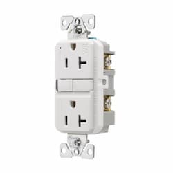 20A TR & WR Slim GFCI Receptacle Outlet, Retail Box, #14-10 AWG, WH