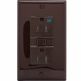 15 Amp Tamper & Weather Resistant GFCI NAFTA-Compliant Outlet, Brown