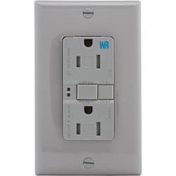 15 Amp Tamper & Weather Resistant GFCI NAFTA-Compliant Outlet, Gray