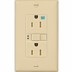 15 Amp Tamper & Weather Resistant GFCI NAFTA-Compliant Outlet, Ivory