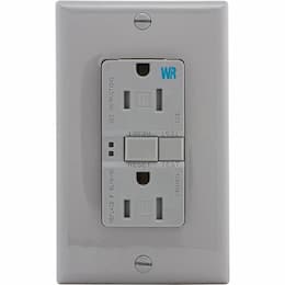 15 Amp Tamper & Weather Resistant GFCI Receptacle Outlet, Gray