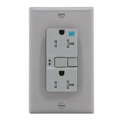 20 Amp Tamper & Weather Resistant GFCI Receptacle Outlet, Gray