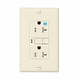 20 Amp Tamper & Weather Resistant GFCI Receptacle Outlet, Light Almond