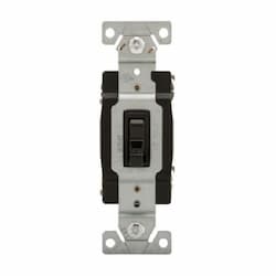 15A Toggle Switch, 4-Way Switch, Grounding, #14-10 AWG, 120V, Black