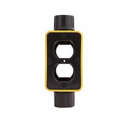 Extra Depth Feed Through Portable Outlet Box & Duplex Receptacle Cover Plate, Yellow