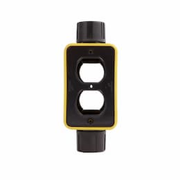 Extra Depth Feed Through Portable Outlet Box & Duplex Receptacle Cover Plate, Yellow