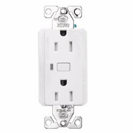 15 Amp Wi-Fi Smart TR Duplex Receptacle, 2-Pole, 3-Wire, 120V, White