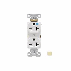 20 Amp Duplex Receptacle, Construction Grade, NEMA 6-20R, Ivory