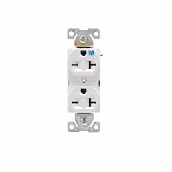 20 Amp Duplex Receptacle, Construction Grade, NEMA 6-20R, White