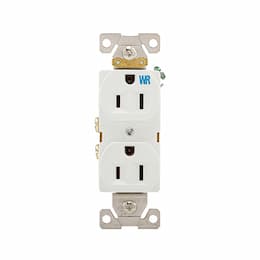 15 Amp Weather Resistant NEMA 5-15R Duplex Receptacle Outlet, White