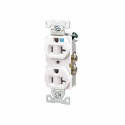 20 Amp Weather Resistant NEMA 5-20R Duplex Receptacle Outlet, White