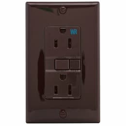 15 Amp Weather Resistant GFCI Receptacle Outlet, Brown