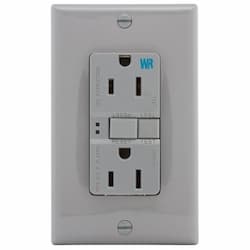 15 Amp Weather Resistant GFCI Receptacle NAFTA-Compliant Outlet, Gray