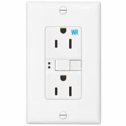 15 Amp Weather Resistant GFCI Receptacle NAFTA-Compliant Outlet, White