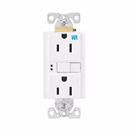 15 Amp Weather Resistant GFCI Receptacle, White