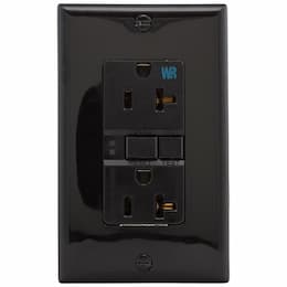 20 Amp Weather Resistant GFCI Receptacle Outlet, Black