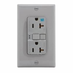 20 Amp Weather Resistant GFCI Receptacle Outlet, Gray