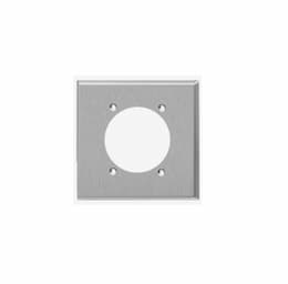 Stainless Steel 2.456" 2-Gang Single Power Outlet Receptacle Wall Plate