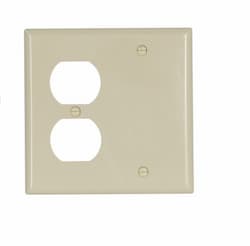 2-Gang Blank & Duplex Wall Plate, Standard, Ivory