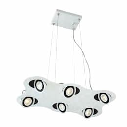 30W 6-Light Pendant, 120V, 2700 lm, 3000K, White