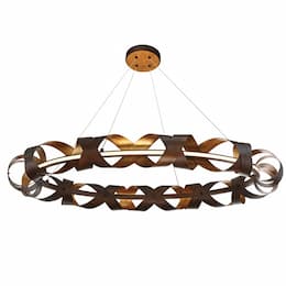 44-in 60W Banderia Double Helix Chandelier, 120V, 815 lm, 3000K, BRZ