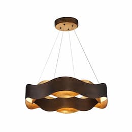 24-in 75W Undulating Waves Chandelier, 120V, 695 lm, 3000K, Bronze