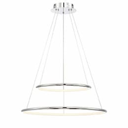 24-in 54W Round 2-Tier Pendant Chandelier, 120V, 2380 lm, 3000K, CHRM
