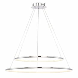 32-in 52W Valley 2-Tier Pendant Light, 120V, 1650 lm, 3000K, Chrome