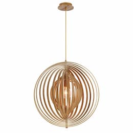 24-in 60W Abruzzo Spherical Pendant, E26, 120V, Wood