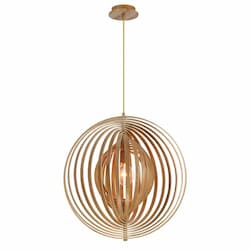 20-in 60W Abruzzo Spherical Pendant, E26, 120V, Wood